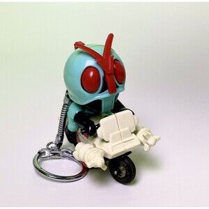 Vintage 1989 Japan Bandai Kamen Masked Rider Figure Keychain Charm - Anime Rare